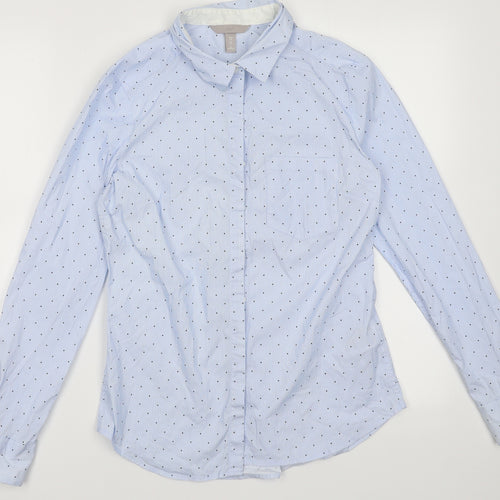 Blue Womens Pink  Cotton  Button-Up Size 8 Collared