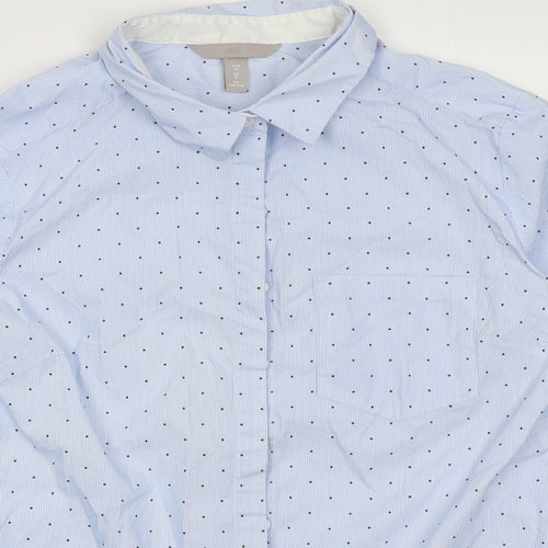 Blue Womens Pink  Cotton  Button-Up Size 8 Collared