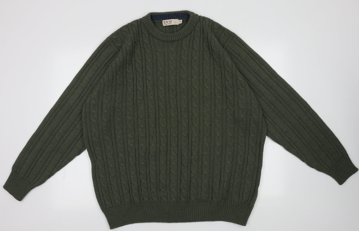 ewm green Mens Gold  Acrylic Pullover Sweatshirt Size XL