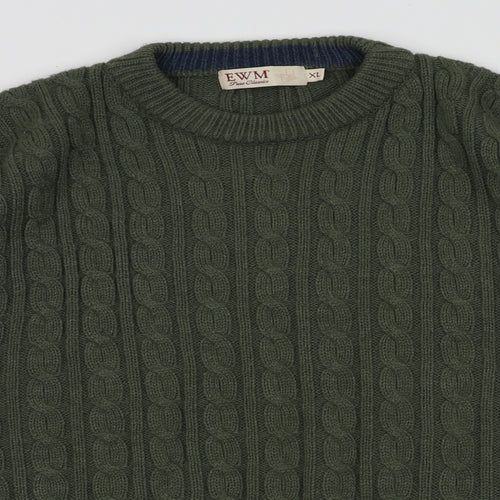 ewm green Mens Gold  Acrylic Pullover Sweatshirt Size XL