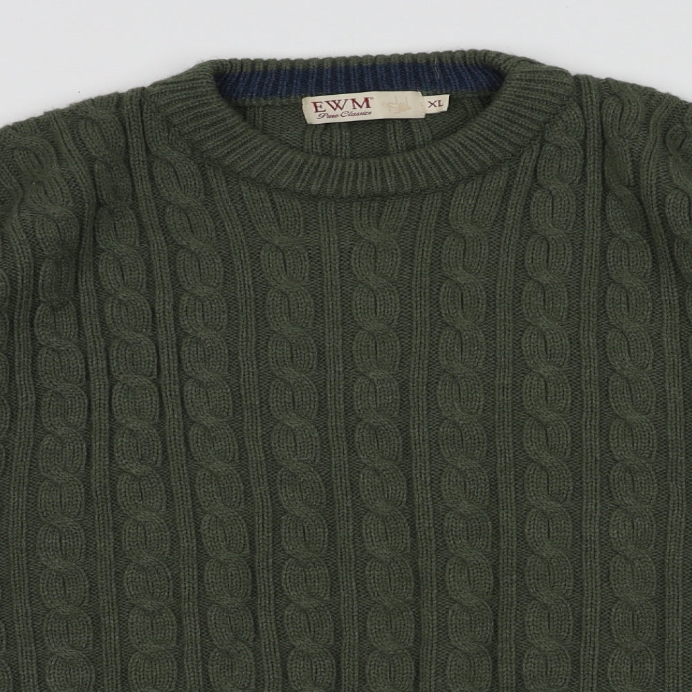 ewm green Mens Gold  Acrylic Pullover Sweatshirt Size XL