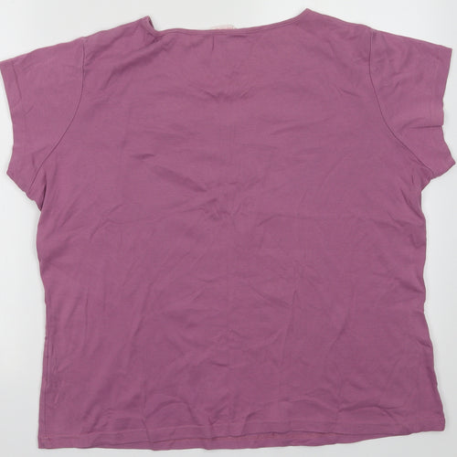 Tay Berry Womens Purple Fair Isle Cotton Basic T-Shirt Size 2XL V-Neck