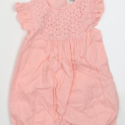 BABLUNO Girls Pink  Cotton Babygrow One-Piece Size 3-6 Months  Buckle