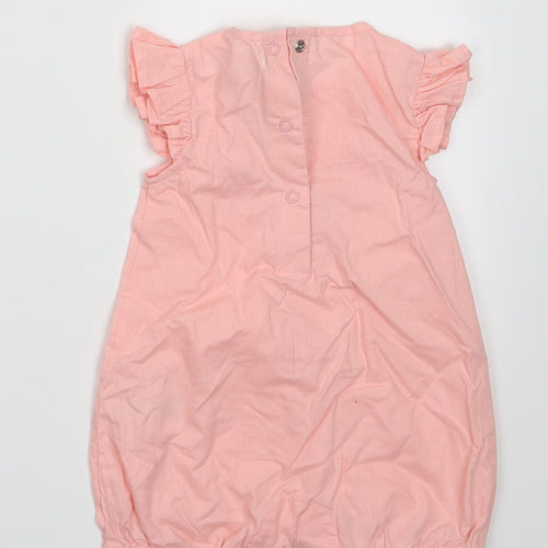 BABLUNO Girls Pink  Cotton Babygrow One-Piece Size 3-6 Months  Buckle