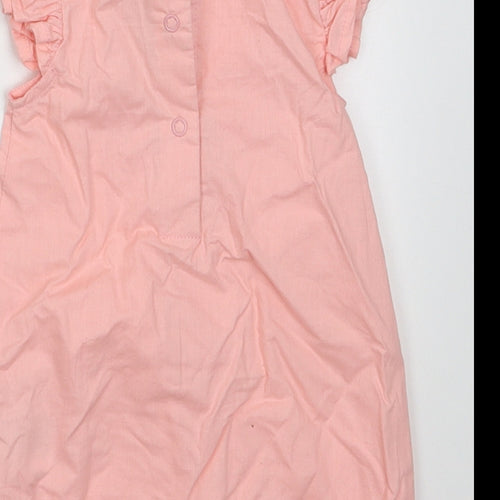 BABLUNO Girls Pink  Cotton Babygrow One-Piece Size 3-6 Months  Buckle