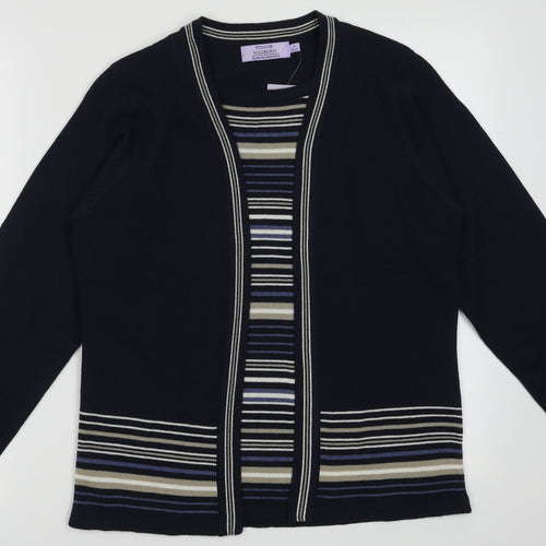 EWM Womens Blue Striped Acrylic Pullover Sweatshirt Size S  Pullover