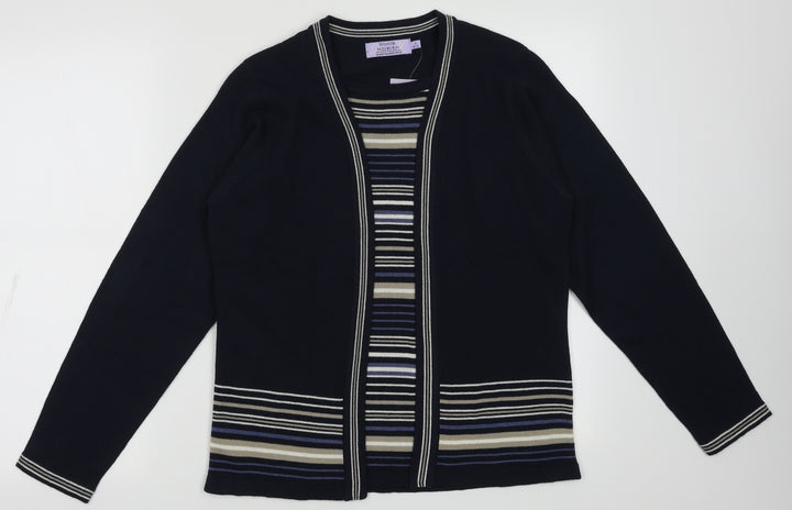 EWM Womens Blue Striped Acrylic Pullover Sweatshirt Size S  Pullover