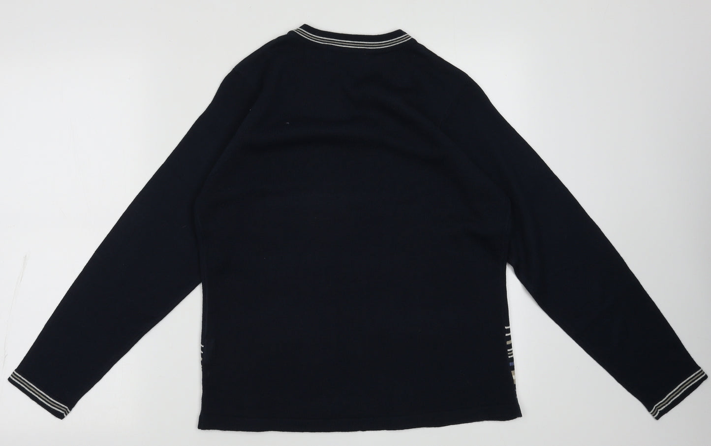 EWM Womens Blue Striped Acrylic Pullover Sweatshirt Size S  Pullover