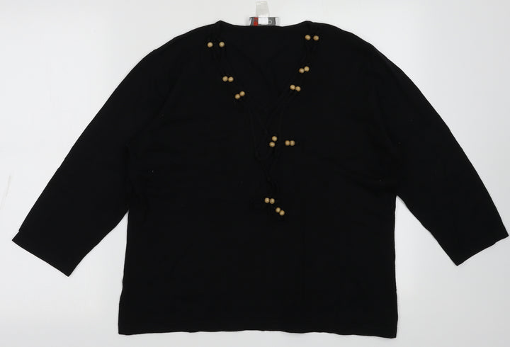 Gelco Womens Black Viscose Pullover Sweatshirt Size 16 Pullover