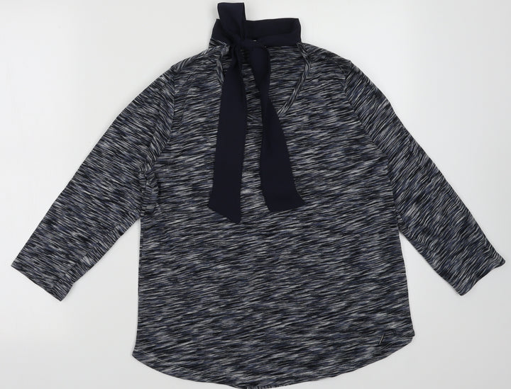 EWM Womens Blue Striped Coir Pullover Sweatshirt Size S Tie