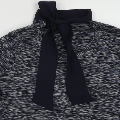 EWM Womens Blue Striped Coir Pullover Sweatshirt Size S  Tie