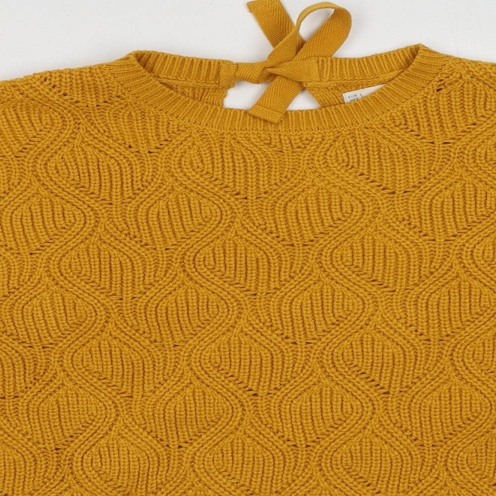 Sfera Womens Yellow Argyle/Diamond Acrylic Pullover Sweatshirt Size L  Tie