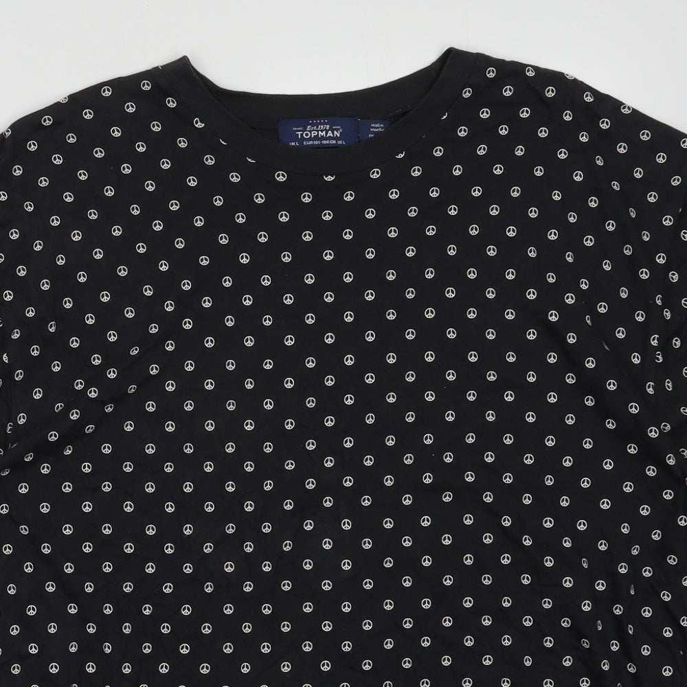 Topman Mens Grey Geometric Cotton   Size L   - peace sign