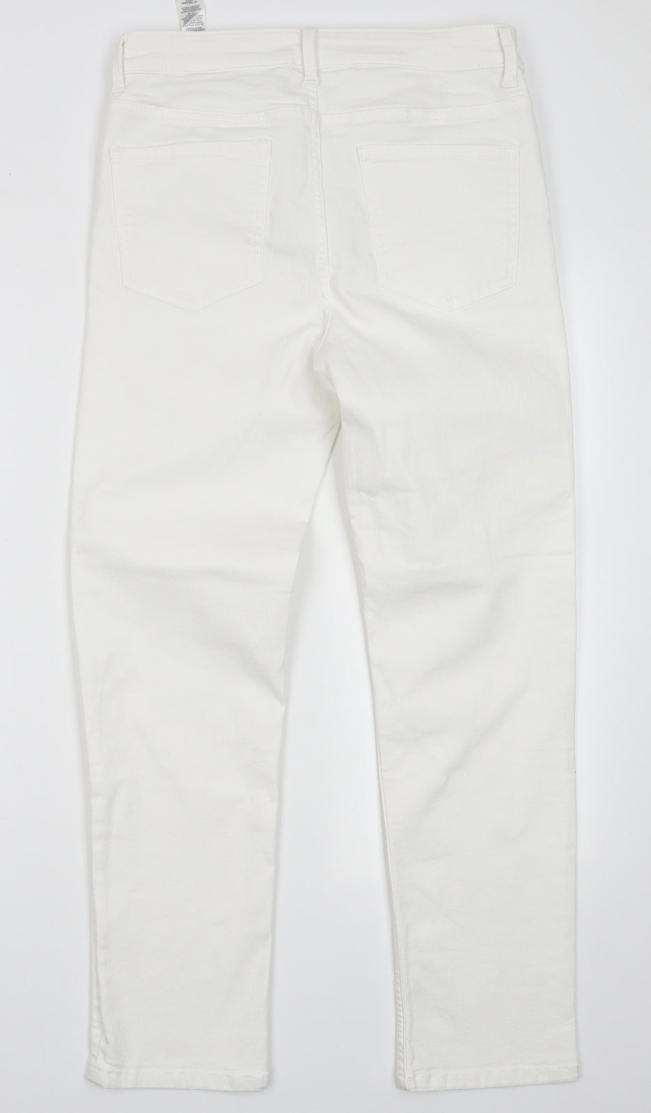 Marks and Spencer Womens White  Cotton Straight Jeans Size 12 L29 in Regular Button