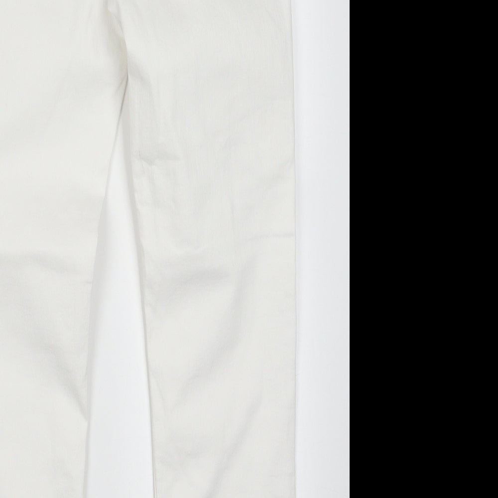 Marks and Spencer Womens White  Cotton Straight Jeans Size 12 L29 in Regular Button
