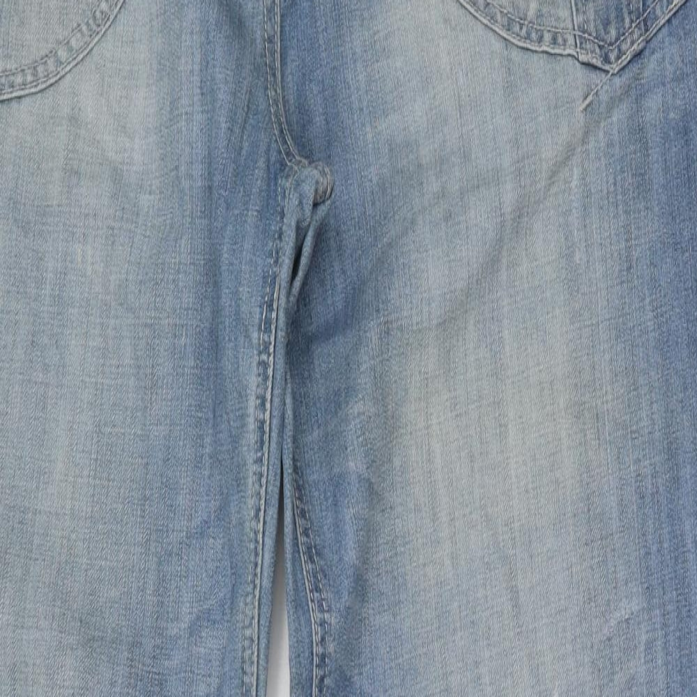 NEXT Womens Blue  Cotton Wide-Leg Jeans Size 16 L34 in Regular Button