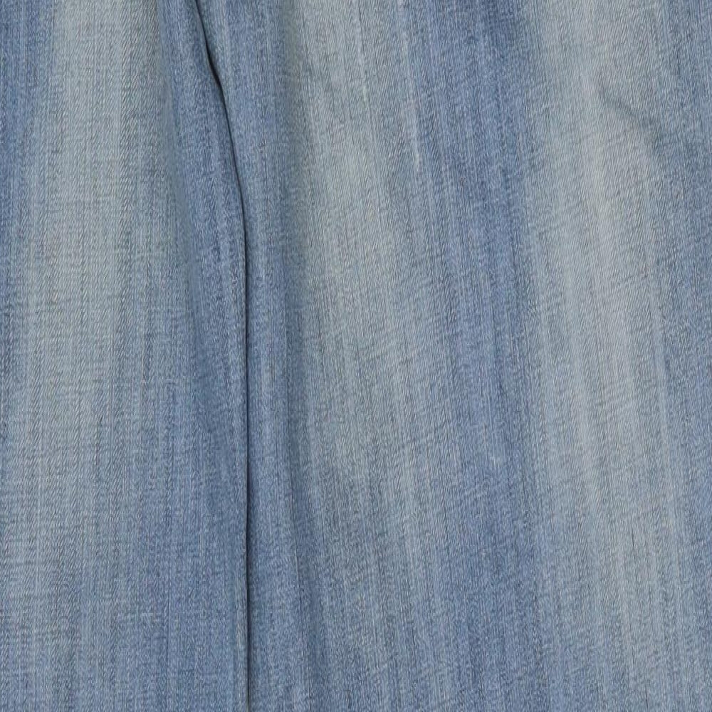 NEXT Womens Blue  Cotton Wide-Leg Jeans Size 16 L34 in Regular Button