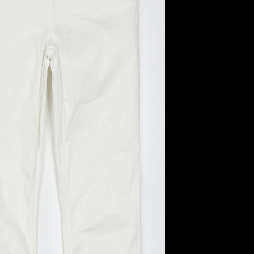 Marks and Spencer Womens White  Cotton Straight Jeans Size 14 L30 in Regular Button