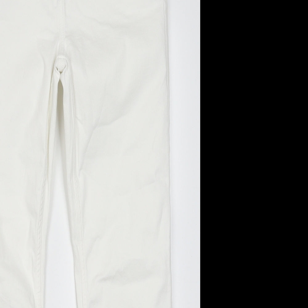 Marks and Spencer Womens White  Cotton Straight Jeans Size 14 L30 in Regular Button