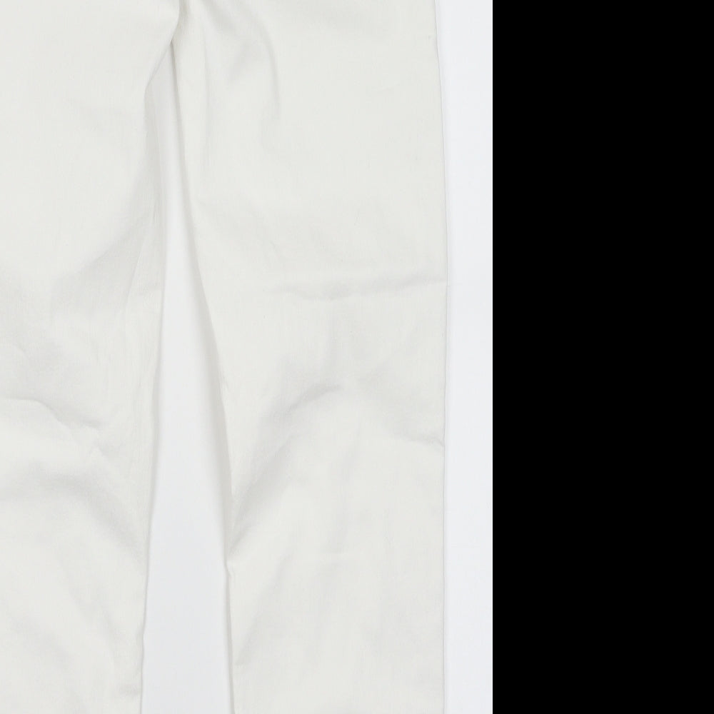 Marks and Spencer Womens White  Cotton Straight Jeans Size 14 L30 in Regular Button
