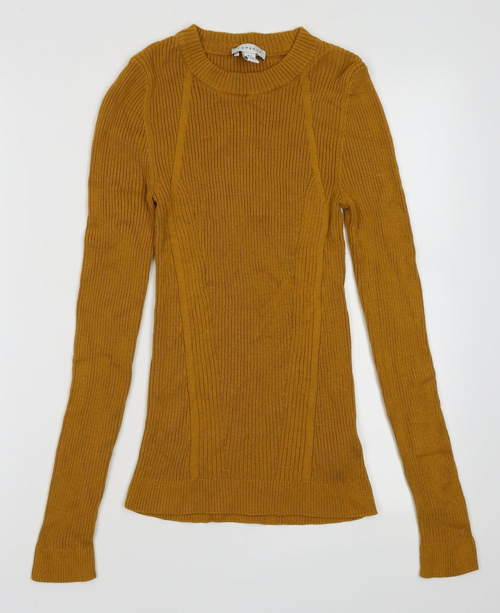 Topshop Womens Yellow  Acrylic Pullover Sweatshirt Size S  Pullover