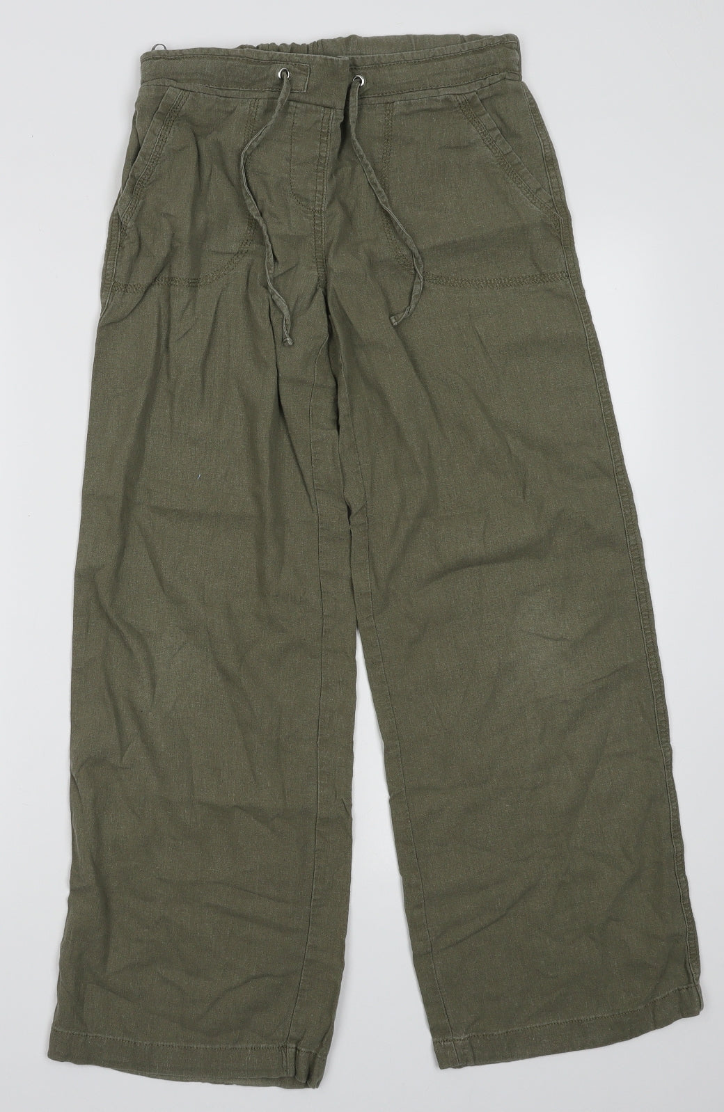 Intuition Womens Green  Linen Trousers  Size 10 L30 in Regular Tie
