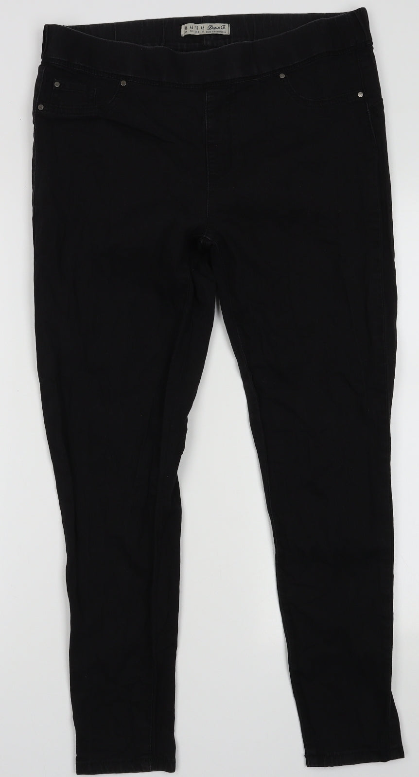 Primark Womens Black  Cotton Jegging Trousers Size 16 L30 in Regular