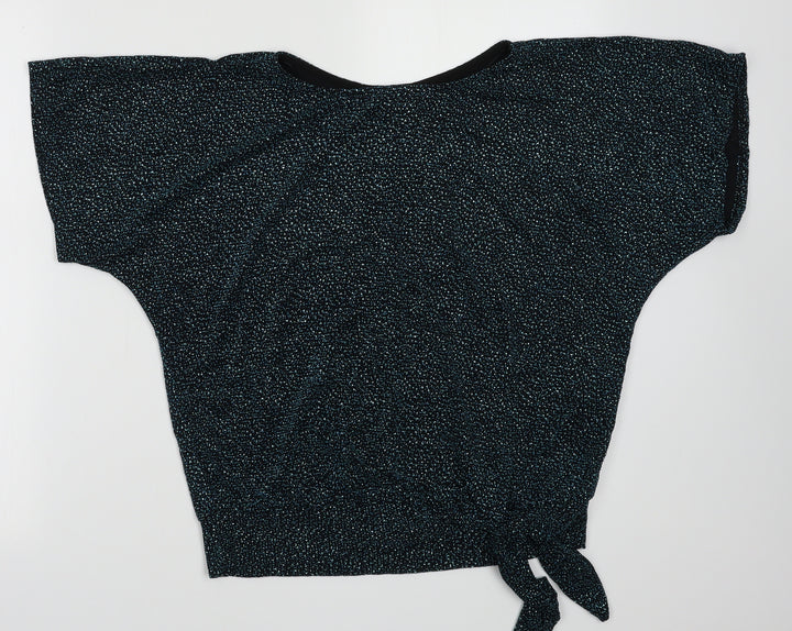 Debenhams Womens Blue  Nylon Basic T-Shirt Size 10 Crew Neck