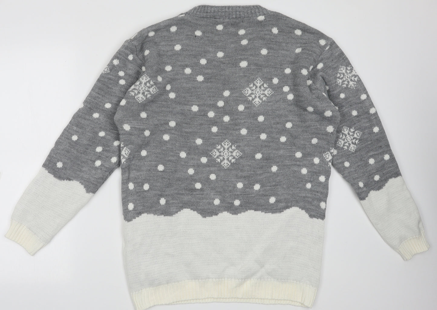 club london Womens Grey Geometric Acrylic Pullover Sweatshirt Size 14  Pullover - Christmas