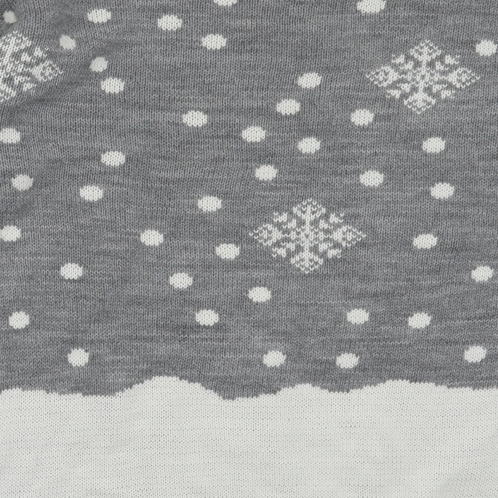club london Womens Grey Geometric Acrylic Pullover Sweatshirt Size 14  Pullover - Christmas