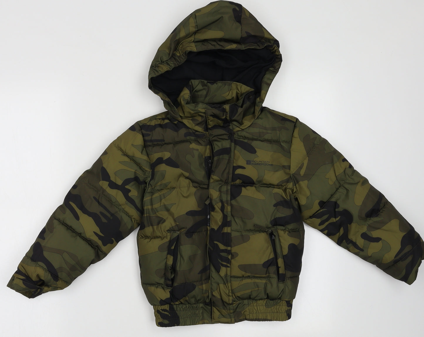 Mountain Warehouse Boys Green Camouflage  Puffer Jacket Jacket Size 5-6 Years  Zip