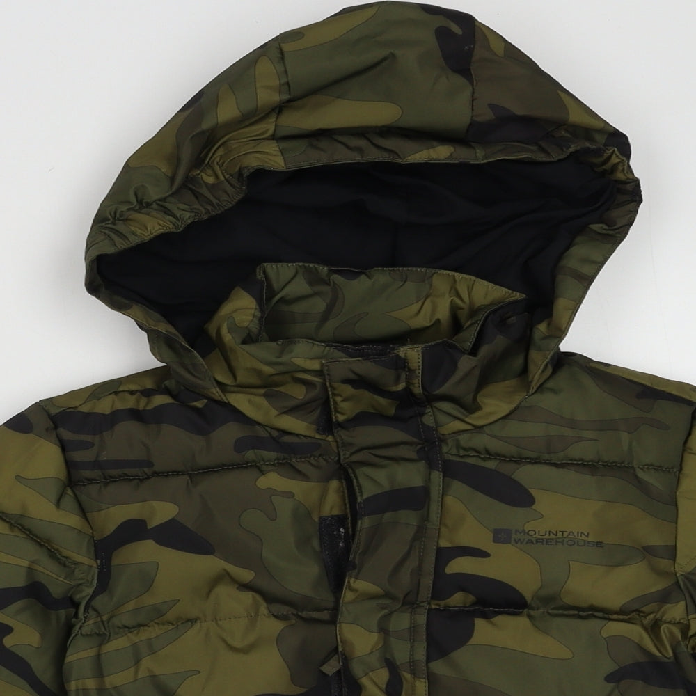 Mountain Warehouse Boys Green Camouflage  Puffer Jacket Jacket Size 5-6 Years  Zip