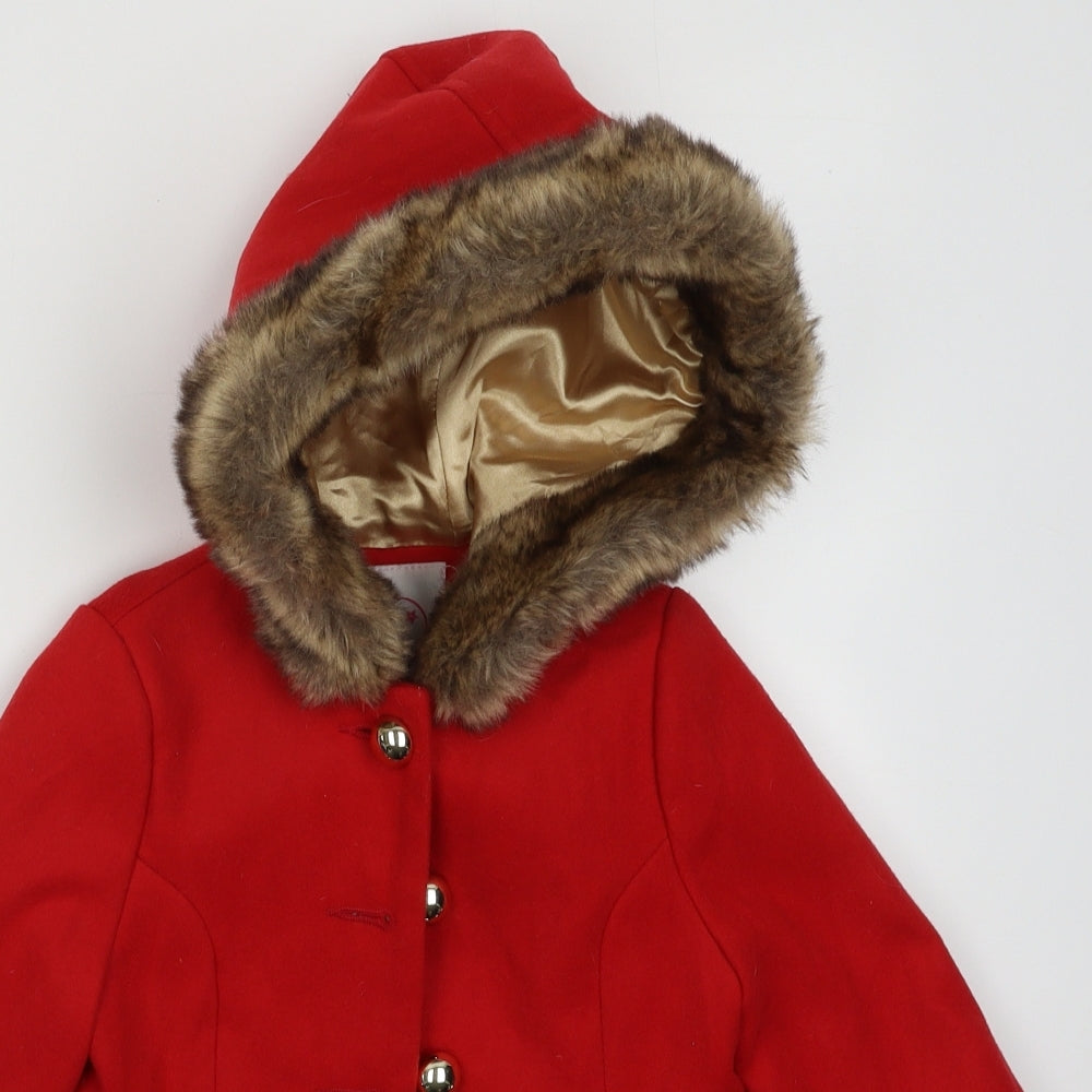 F&F Girls Red   Overcoat Coat Size 18-24 Months   Button
