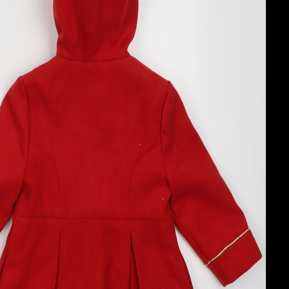 F&F Girls Red   Overcoat Coat Size 18-24 Months   Button