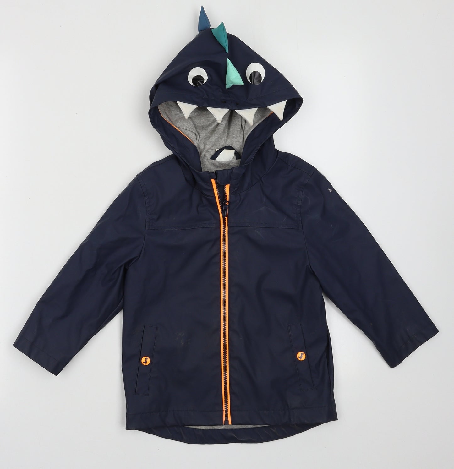 F&F Boys Blue   Rain Coat Coat Size 2-3 Years  Zip - Dinosaur