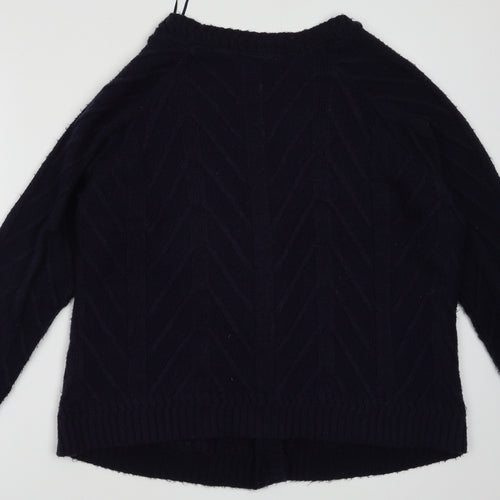 Preworn Womens Blue V-Neck Argyle/Diamond Acrylic Cardigan Jumper Size S