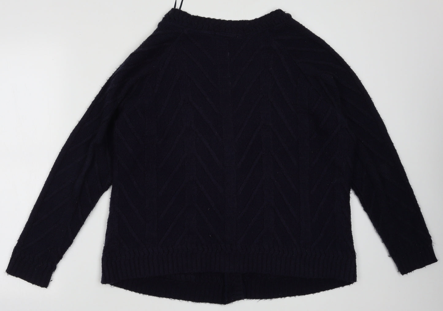 Preworn Womens Blue V-Neck Argyle/Diamond Acrylic Cardigan Jumper Size S