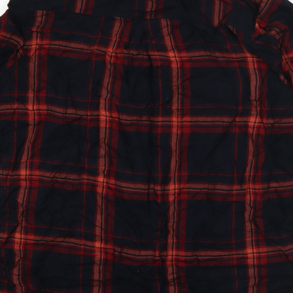Primark Womens Blue Plaid Viscose Basic Button-Up Size 16 Collared