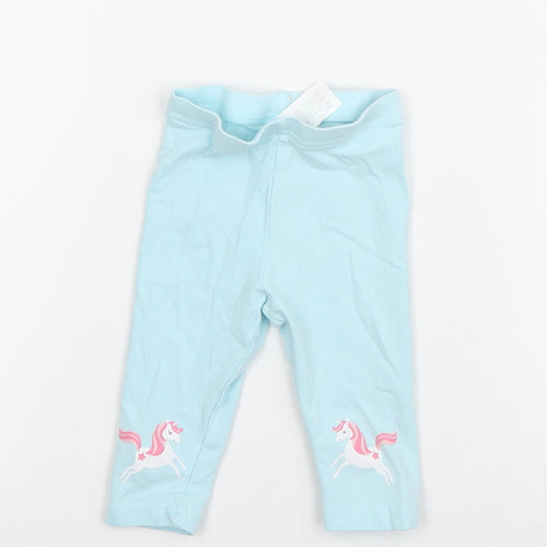 Matalan Girls Blue Geometric Cotton Jogger Trousers Size 3-6 Months  Pullover - Unicorn
