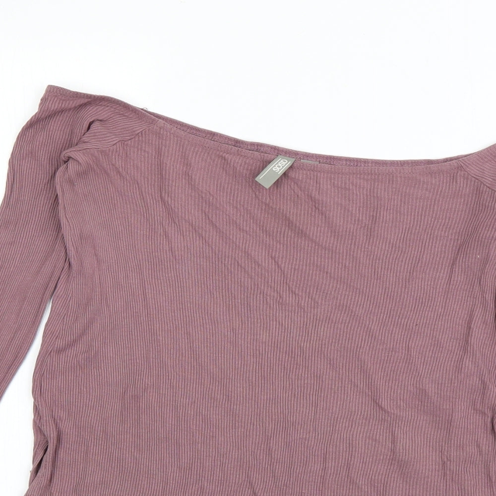 ASOS Womens Purple  Viscose Basic T-Shirt Size 10 Off the Shoulder