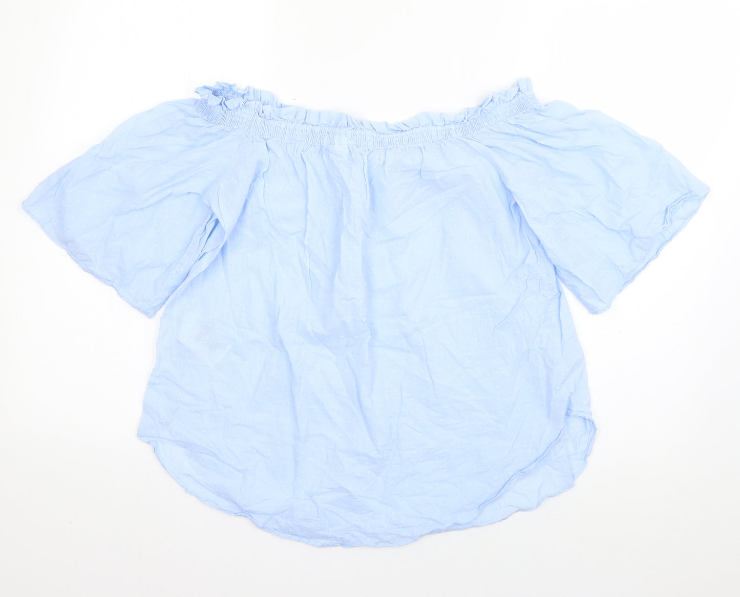 H&M Womens Blue  Cotton Basic Blouse Size 8 Off the Shoulder