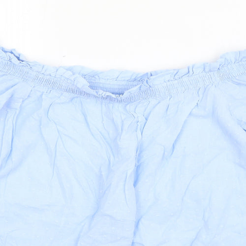 H&M Womens Blue  Cotton Basic Blouse Size 8 Off the Shoulder