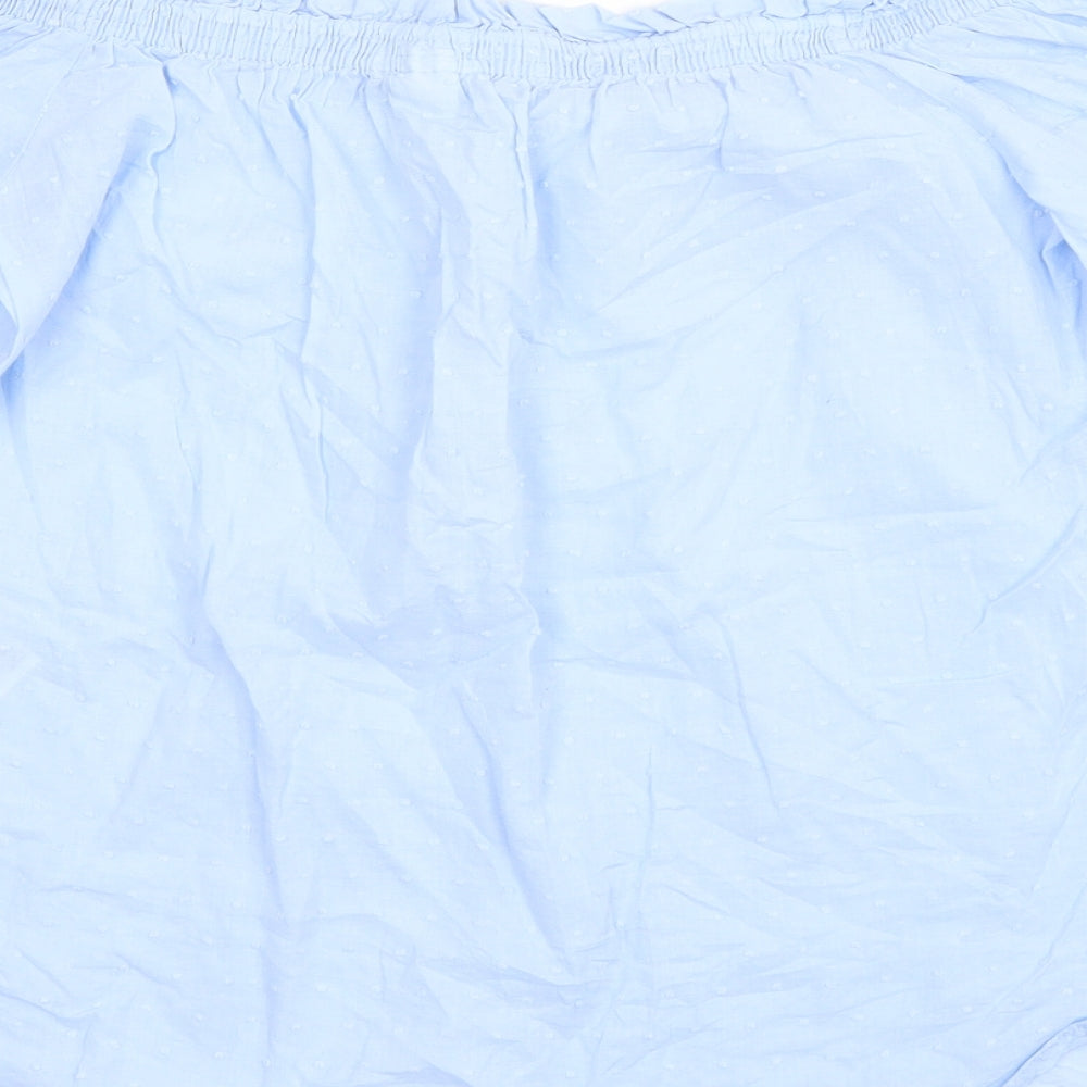 H&M Womens Blue  Cotton Basic Blouse Size 8 Off the Shoulder