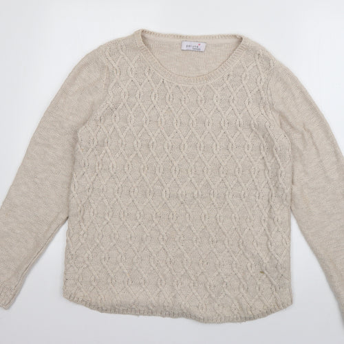 Per Una Womens Beige Scoop Neck  Acrylic Pullover Jumper Size 12