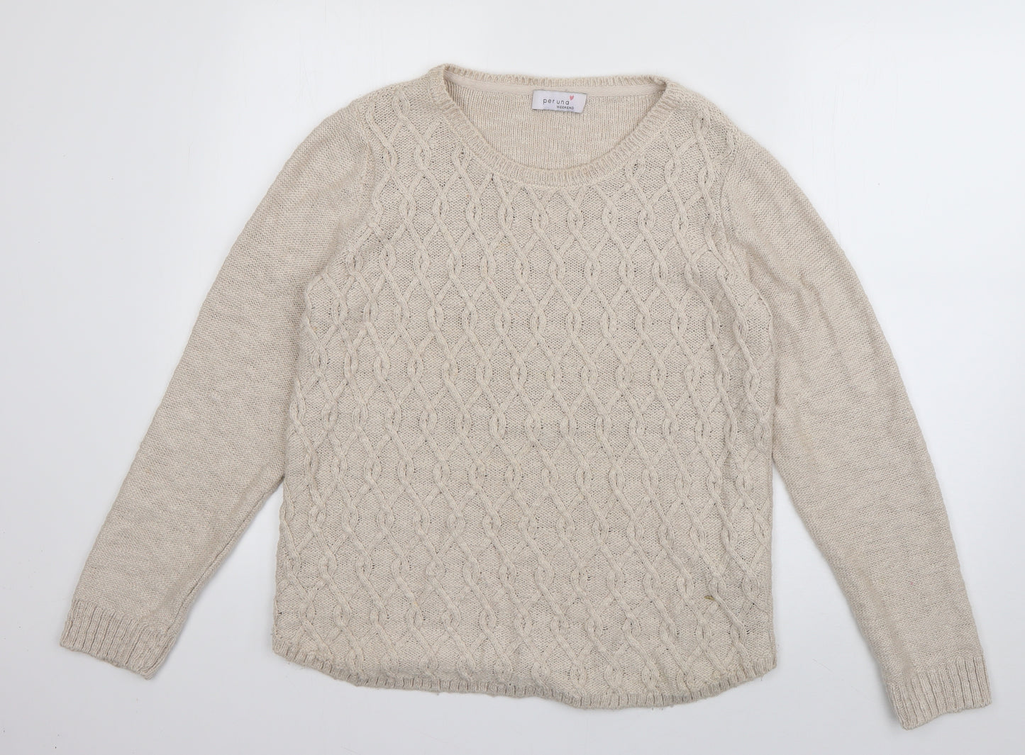 Per Una Womens Beige Scoop Neck  Acrylic Pullover Jumper Size 12