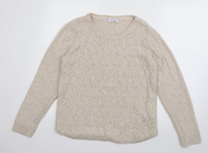 Per Una Womens Beige Scoop Neck  Acrylic Pullover Jumper Size 12