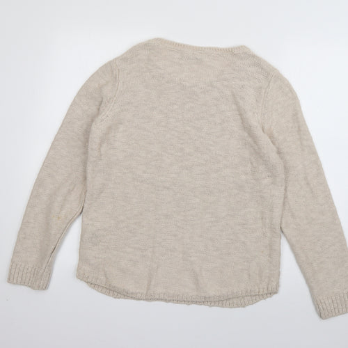 Per Una Womens Beige Scoop Neck  Acrylic Pullover Jumper Size 12