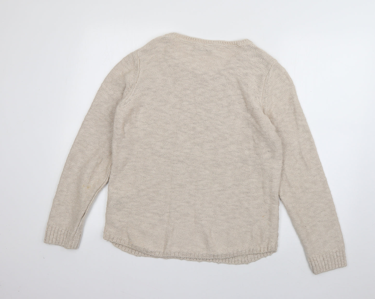 Per Una Womens Beige Scoop Neck  Acrylic Pullover Jumper Size 12