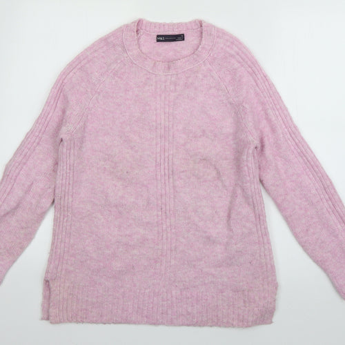 Marks and Spencer Womens Pink Crew Neck  Acrylic Pullover Jumper Size S
