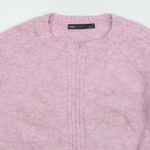 Marks and Spencer Womens Pink Crew Neck  Acrylic Pullover Jumper Size S